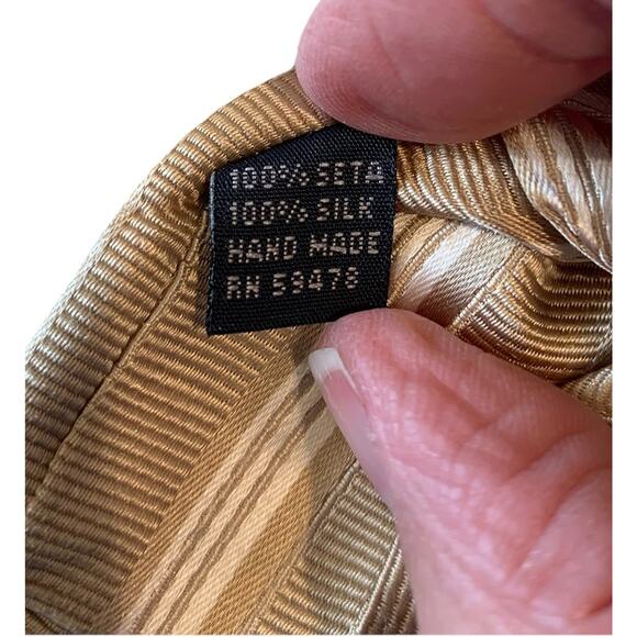 Fabio Ferretti Italian Handmade Men’s Tie Luxury Silk Neutral Striped - Picture 11 of 13